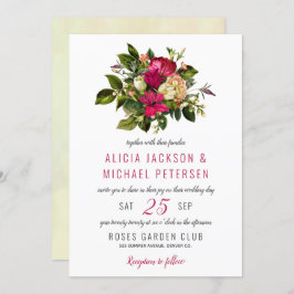 Elegant blommigt grön rustik vattenfärg bröllop inbjudningar