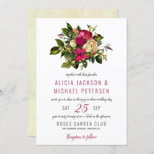 Elegant blommigt grön rustik vattenfärg bröllop inbjudningar