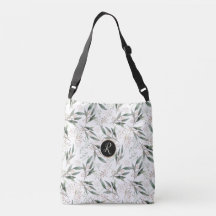 Elegant blommigt grönt löv monogram rosa blomma i