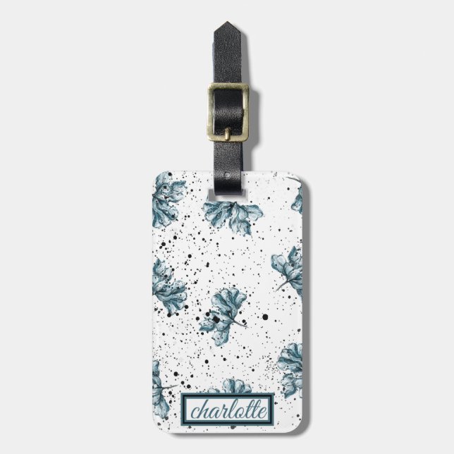 Elegant Blommigt Grunge Monogram Bagagebricka (Vertikal Framsida)