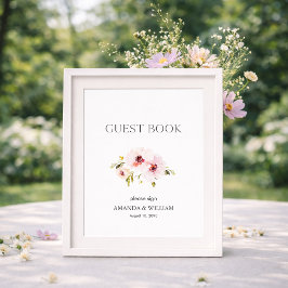 Elegant Blommigt Guest Bok Sign Poster
