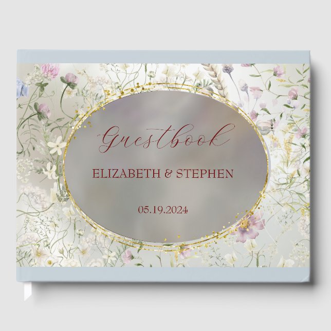 Elegant Blommigt Guestbook Bröllop hösten Gästböcker (Framsida)