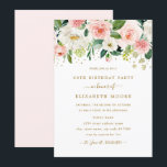 Elegant Blommigt  Guld 60:e födelsedagen Inbjudningar<br><div class="desc">Mer söt blommigt födelsedag i Little Bayleigh Store!</div>