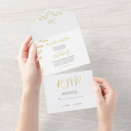 Elegant Blommigt Guld Formell Monogram Bröllop
