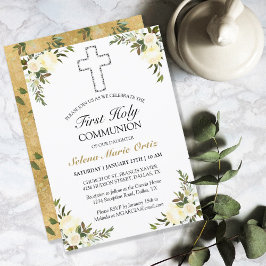 Elegant Blommigt Guld, första Heligan i kommunfull Inbjudningar