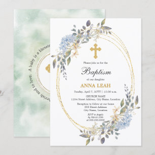 Elegant Blommigt Guld Kor-baptism Inbjudningar