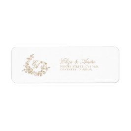 Elegant Blommigt Guld Monogram Returetiketter Returadress Etikett