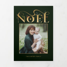 Elegant Blommigt Guld Noel Typography Photo