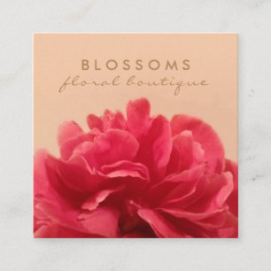 Elegant Blommigt Guld och Rosa Florist Fyrkantigt Visitkort