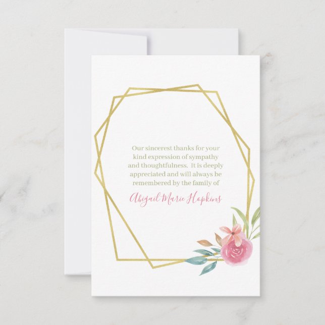 Elegant Blommigt Guld Ram Tack Bereavement (Framsida)