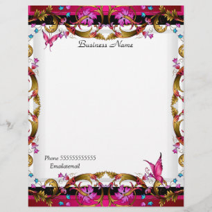 Elegant Blommigt Guld Rosa Black Butterfly Reklamblad