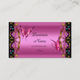 Elegant Blommigt Guld Rosa Black Butterfly Visitkort