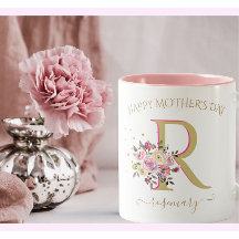 Elegant Blommigt Guld Rosa DIN Monogram Namn