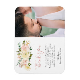 Elegant Blommigt Guld Rosa Photo Wedding Favor Magnet