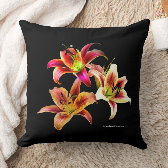 Elegant Blommigt Gult Rosa  Daylilies Flowers Kudde (Filt)