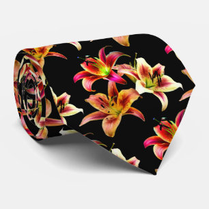 Elegant Blommigt Gult Rosa Orange Daylilies Slips