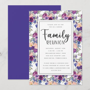 Elegant Blommigt Hand Leted Script Family Reunion Inbjudningar