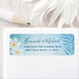 Elegant Blommigt Handflatan Träd Beach Returadress Etikett