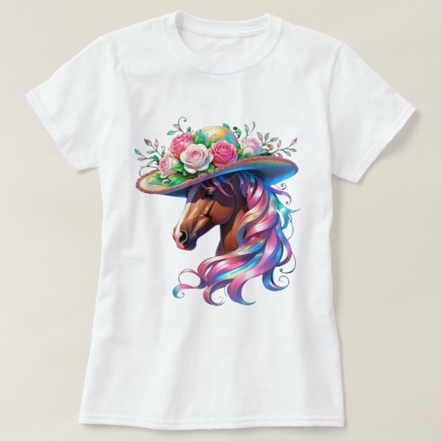 Elegant Blommigt Hat Design - Derby Day 2025 T Shirt (Design framsida)