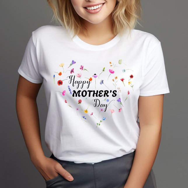 Elegant Blommigt Heart Lycklig Mors dag T Shirt (Skapare uppladdad)