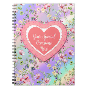 Elegant Blommigt Heart Ram: för varje Tillfälle Anteckningsbok