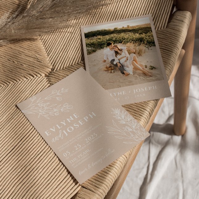 Elegant Blommigt  Herbal Boho Bröllop Inbjudningar (Skapare uppladdad)