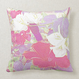 Elegant Blommigt Hibiscus vattenfärgsgrafik Kudde