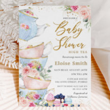 Elegant  Blommigt High Tea Party Baby Shower