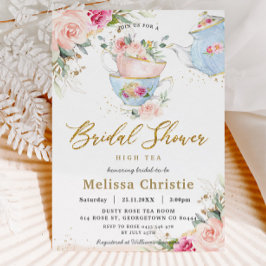 Elegant  Blommigt High Tea Party Möhippa Inbjudningar