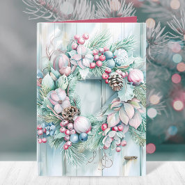Elegant Blommigt Holly Berry-julfransen Helgkort
