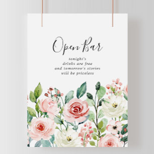 Elegant - Blommigt hösten Bröllop Open Pub-tecken Poster
