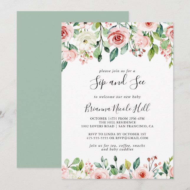 Elegant - Blommigt höstsida och se Inbjudningar (Fram/baksida)