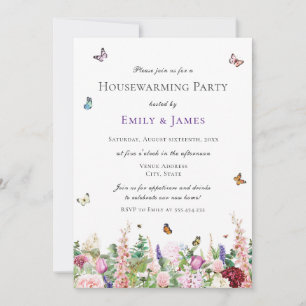 Elegant Blommigt Hushållsuppvärmningen Party Inbjudningar