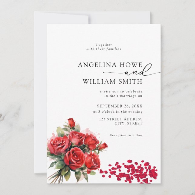 Elegant Blommigt - inbjudan till Romantic Wedding (Framsida)