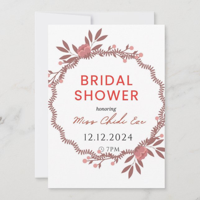 Elegant Blommigt Inbjudningskort för möhippan (Framsida)