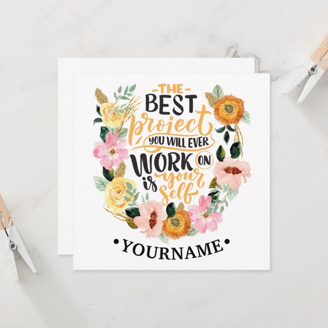 Elegant Blommigt inspiration Motivation Citat Inbjudningar (Fram/Back In Situ)