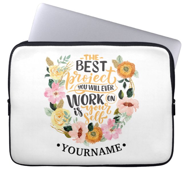Elegant Blommigt inspiration Motivation Citat Laptop Fodral (Framsidan)