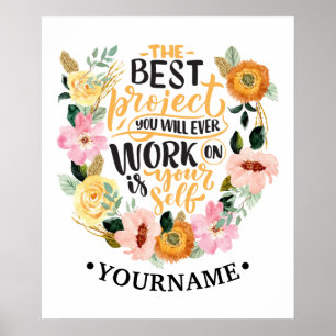 Elegant Blommigt inspiration Motivation Citat Poster