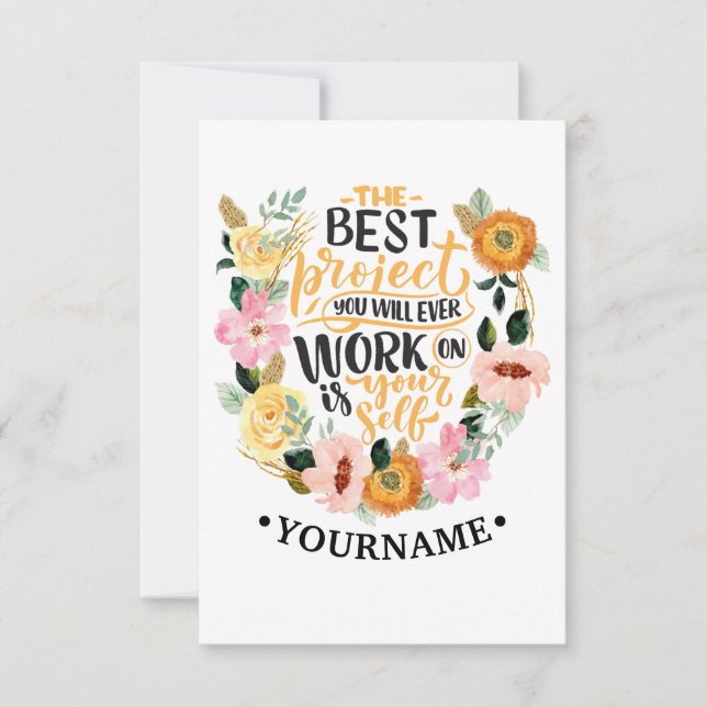 Elegant Blommigt inspiration Motivation Citat Tack Kort (Framsida)