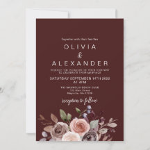 Elegant Blommigt-invigningsinbjudan för burgundbrö
