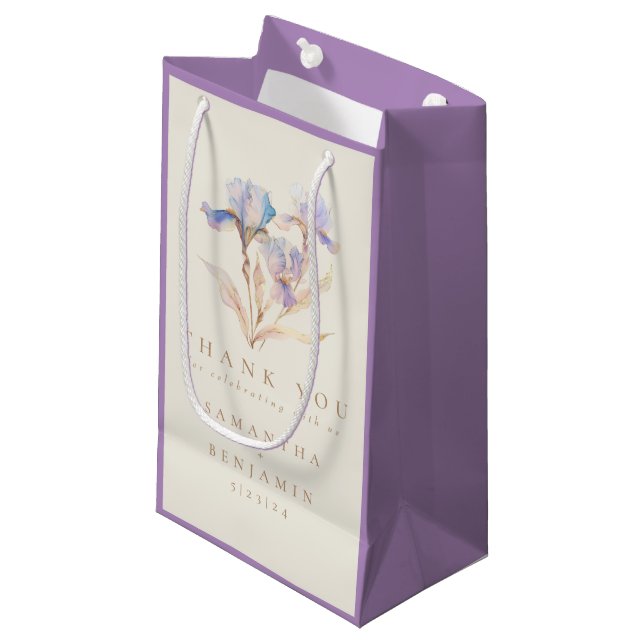 Elegant Blommigt Iris Bröllop Tack Favor (Framsidan Vinklad)