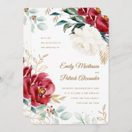 Elegant Blommigt jul Bröllop Inbjudningar