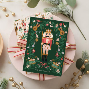 Elegant Blommigt Jul Nutcracker Ballet Musical Julkort