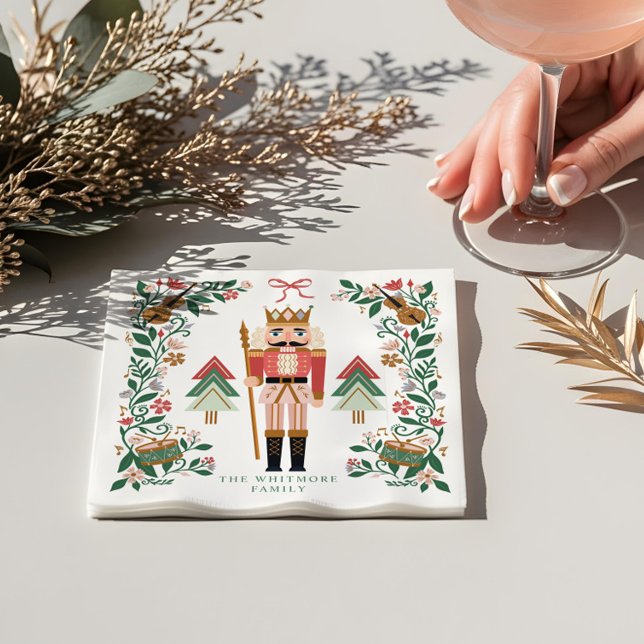 Elegant Blommigt Jul Nutcracker Ballet Musical Pappersservett (Elegant Floral Christmas Nutcracker Ballet Musical Napkins)