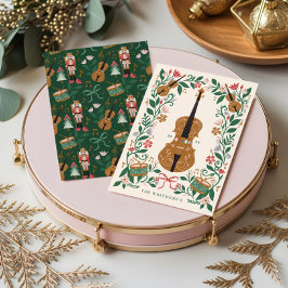 Elegant Blommigt jul Nutcracker Ballet Violin Julkort