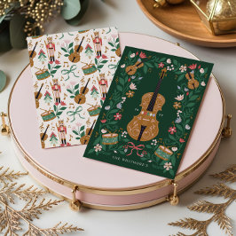 Elegant Blommigt jul Nutcracker Ballet Violin Julkort