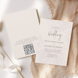 Elegant Blommigt Kalligraphy-skript QR-kod Inbjudningar