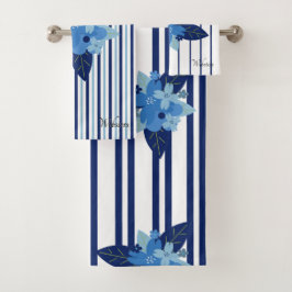 Elegant Blommigt, kantad, monokromatisk blå Mönste