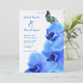 Elegant Blommigt Kärlek Blue Orchids Bröllop Inbjudningar
