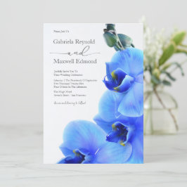 Elegant Blommigt Kärlek Blue Orchids Bröllop Inbjudningar